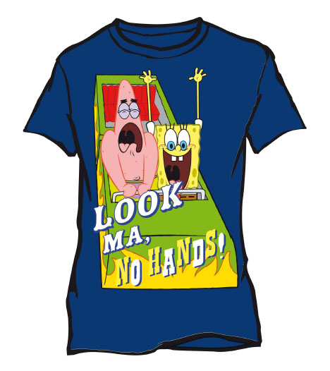 Bob esponja: Camiseta "Look ma no hands" - Azul marino (Talla 4)